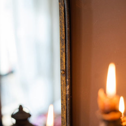 Antique Style Dark Iron Mirror - -