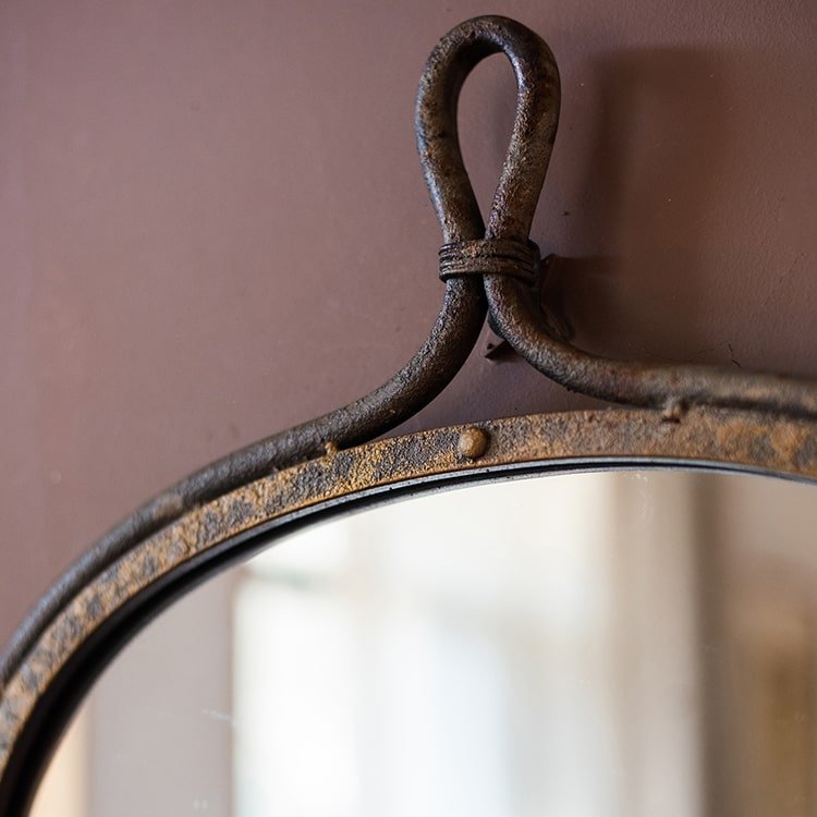 Antique Style Dark Iron Mirror - -