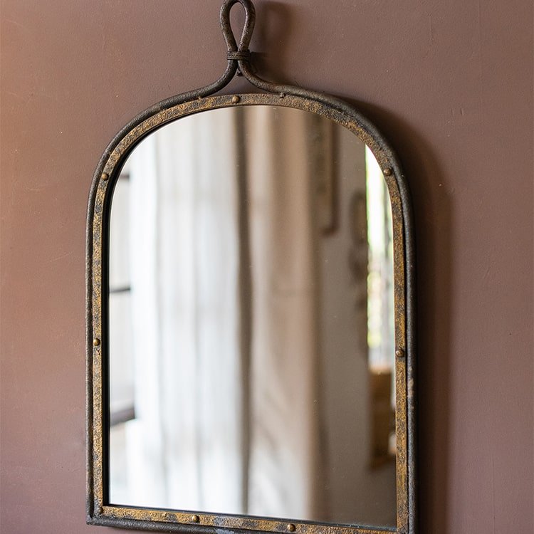 Antique Style Dark Iron Mirror - -