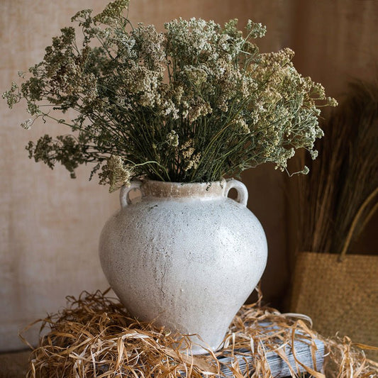Large French Country White Ceramic Flower Vase - - vases