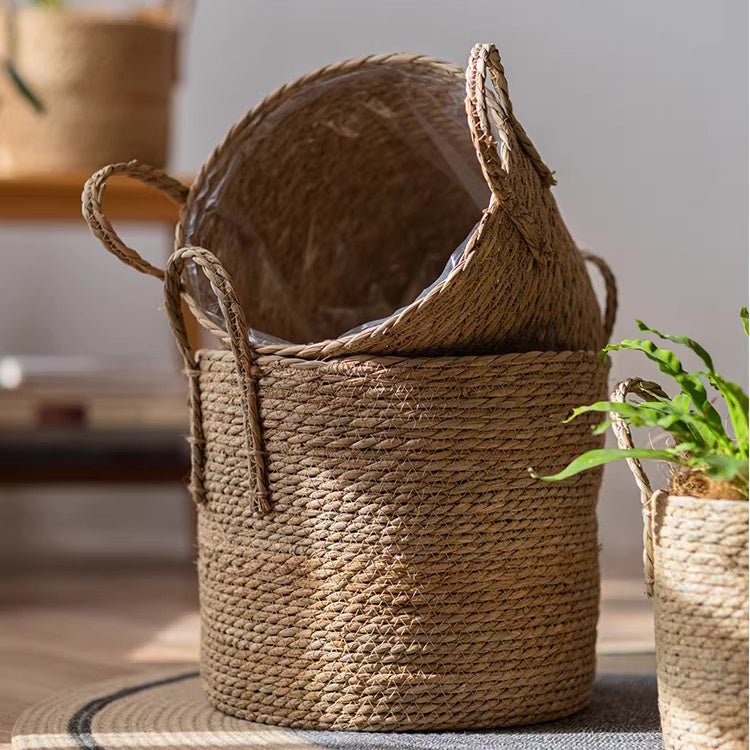 French Country Woven Planter Basket - -