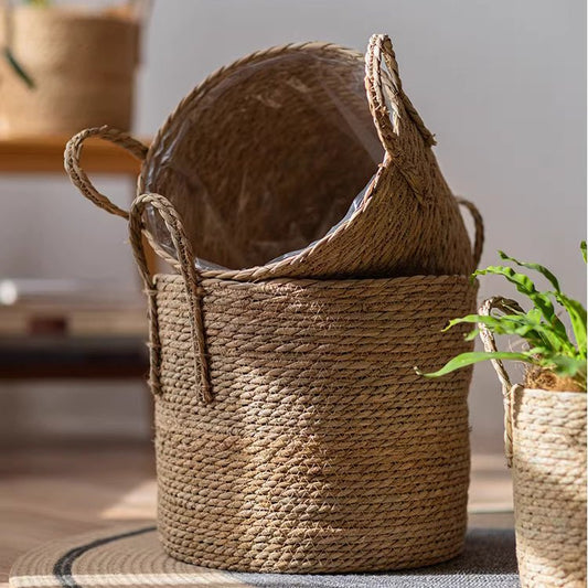French Country Woven Planter Basket - - Planter