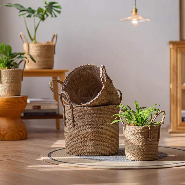 French Country Woven Planter Basket - -