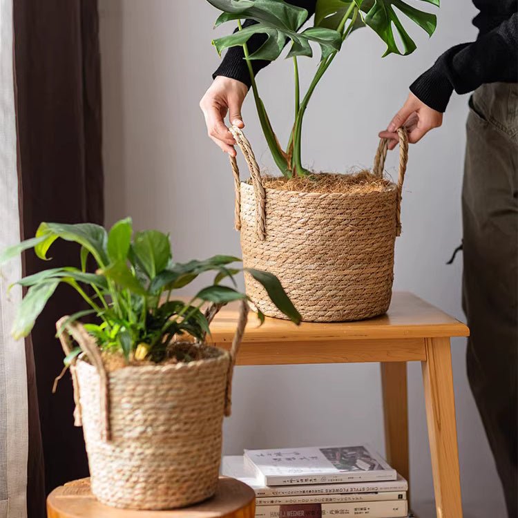 French Country Woven Planter Basket - -