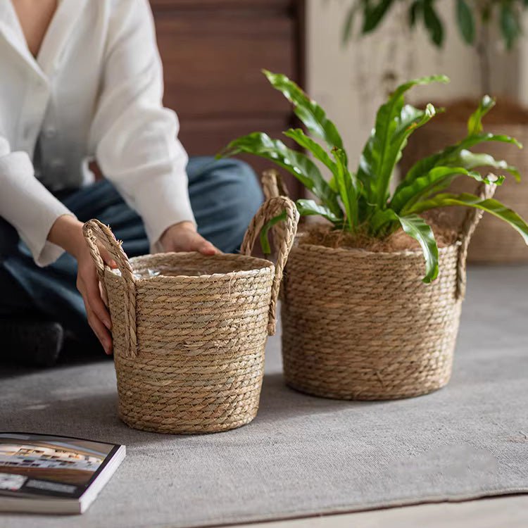French Country Woven Planter Basket - -