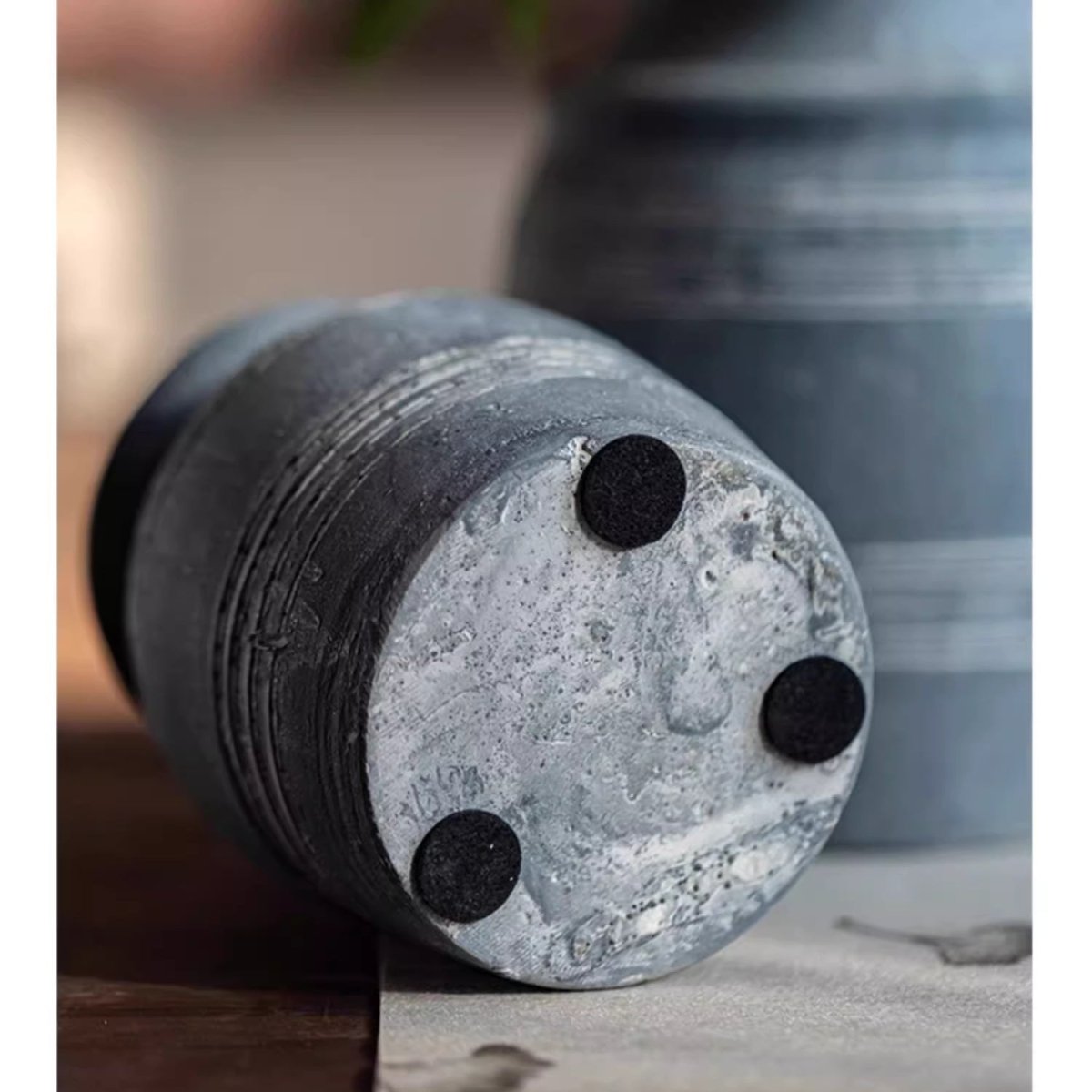 Handmade Gray Clay Pottery Vase - -