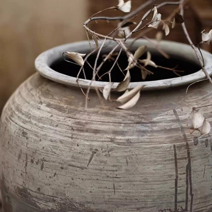 Large Antique Ceramic Pot - -