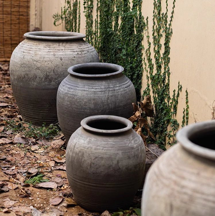 Large Antique Ceramic Pot - -