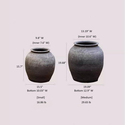 Large Antique Ceramic Pot - -