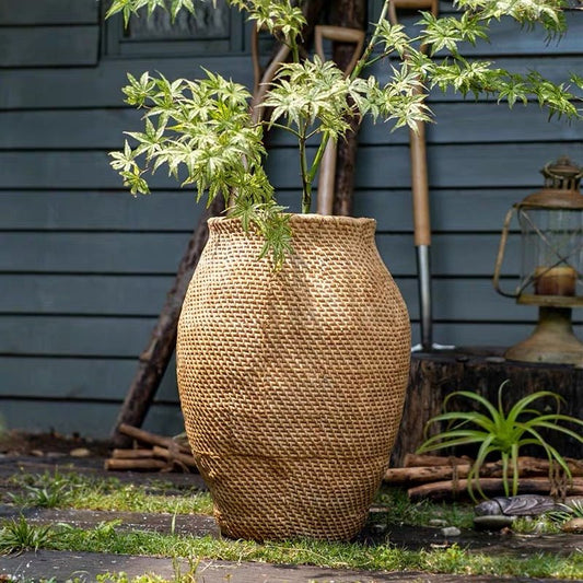 Large Basket Cement Pot Backyard Planter - - Planter