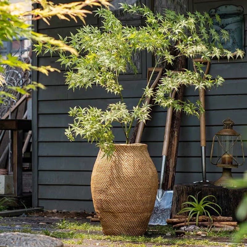 Large Basket Cement Pot Backyard Planter - -