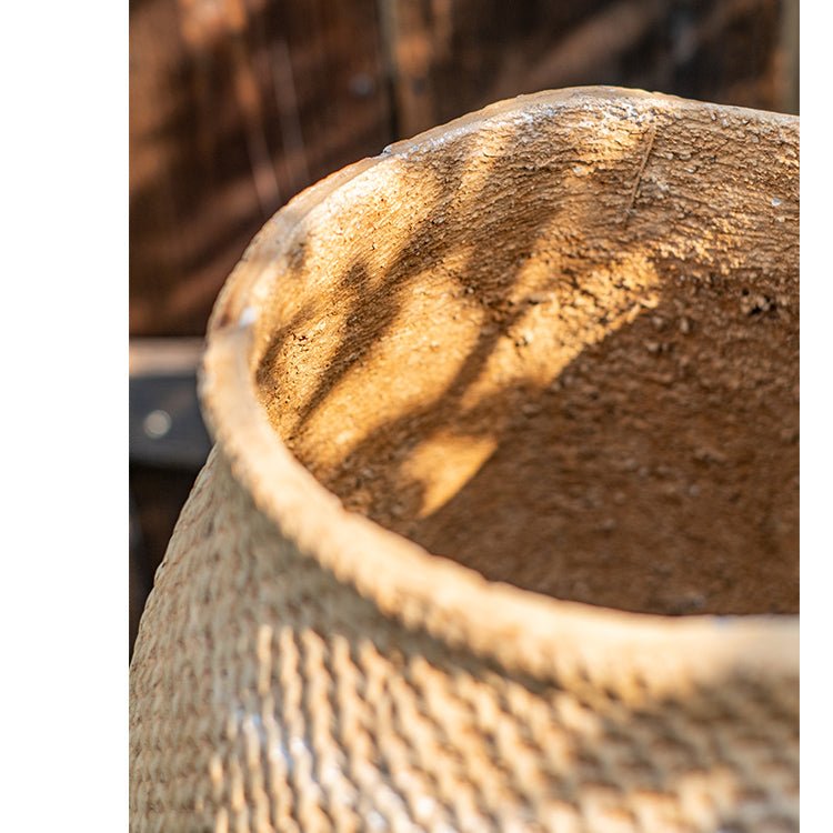 Large Basket Cement Pot Backyard Planter - -