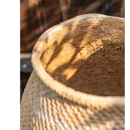 Large Basket Cement Pot Backyard Planter - -