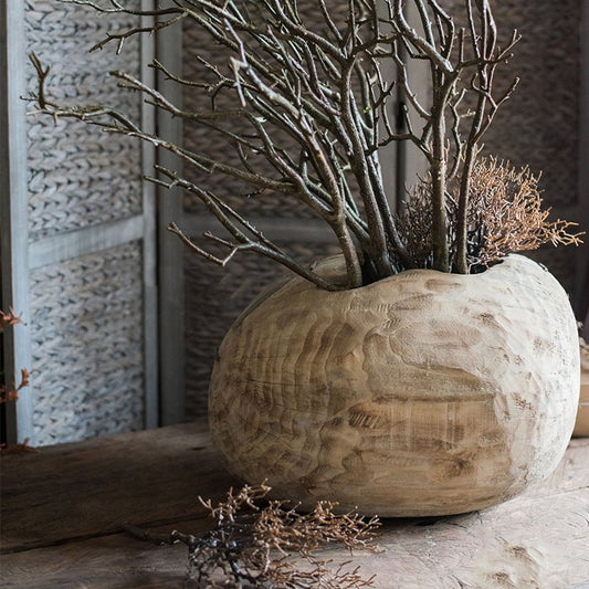 Parasol Tree Wood Natural Solid Wood Floral Container - - planter