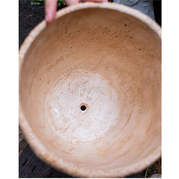 Rattan Pattern Edge Cement Planter - -