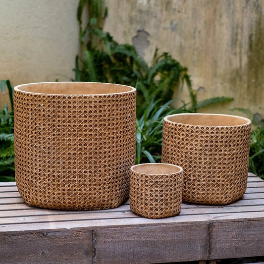 Rattan Texture Cement Planter - - Planter