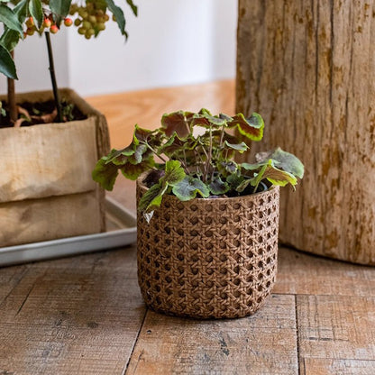 Rattan Texture Cement Planter - Small -