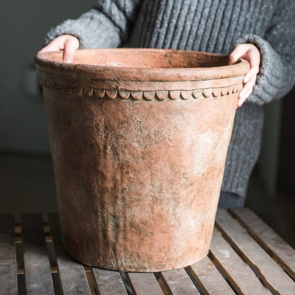 Large Terracotta Red Concrete Planter Pot - -