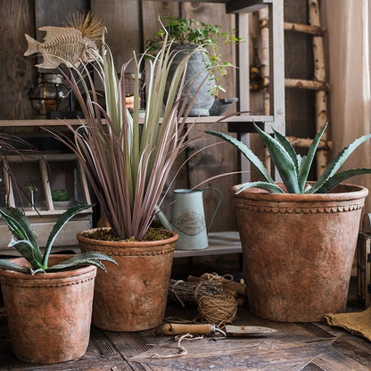 Large Terracotta Red Concrete Planter Pot - -