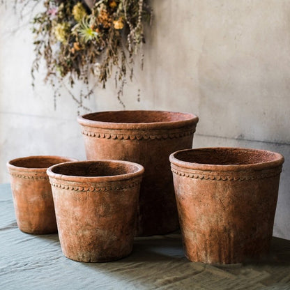 Large Terracotta Red Concrete Planter Pot - -