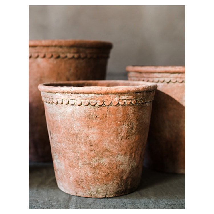 Large Terracotta Red Concrete Planter Pot - -