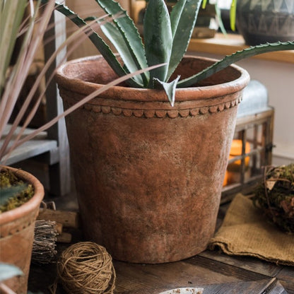 Large Terracotta Red Concrete Planter Pot - -