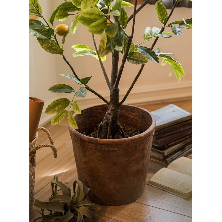 Large Terracotta Red Concrete Planter Pot - -