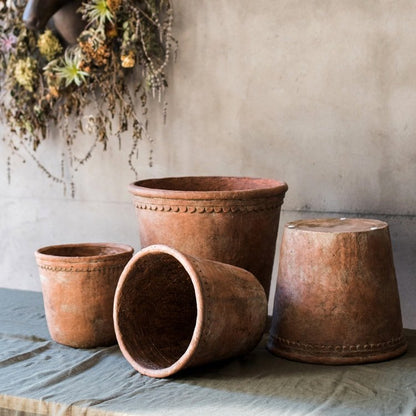 Large Terracotta Red Concrete Planter Pot - -