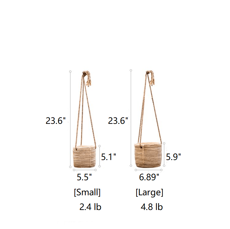 Faux Rattan Cement Hanging Planter - -