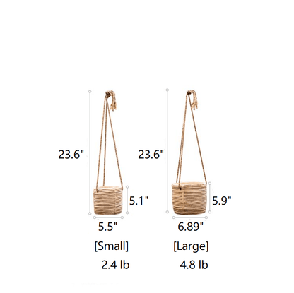 Faux Rattan Cement Hanging Planter - -