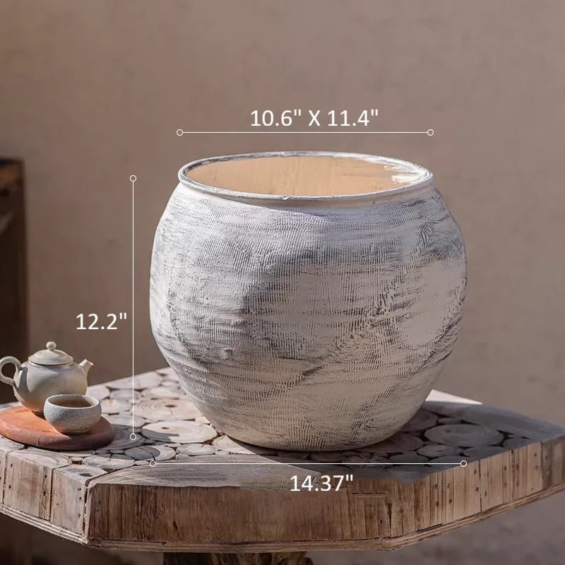 Sierra Round Pot Planter - Gray White -