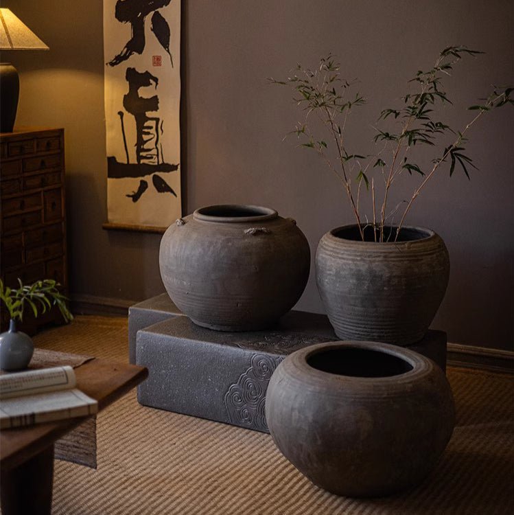 Traditional Round Belly Zen Style Ceramic Vase - -
