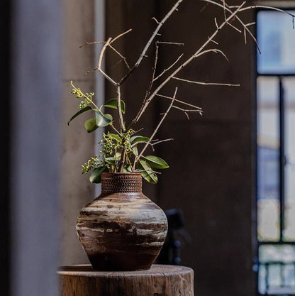 Vintage Wabi-Sabi Style Ceramic Jar - -