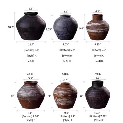 Vintage Wabi-Sabi Style Ceramic Jar - -