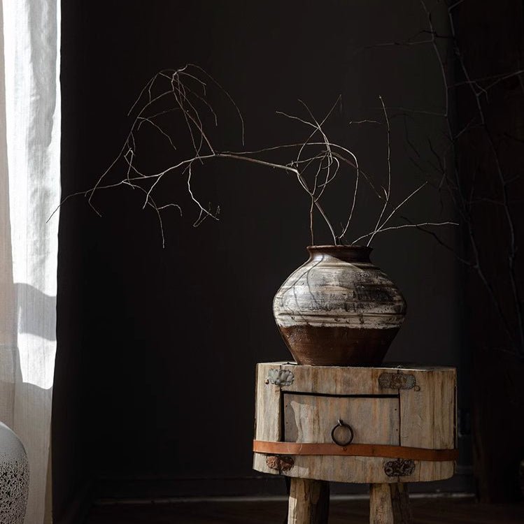 Vintage Wabi-Sabi Style Ceramic Jar - -