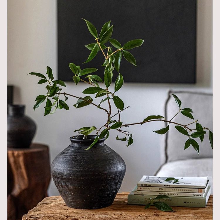 Vintage Wabi-Sabi Style Ceramic Jar - -