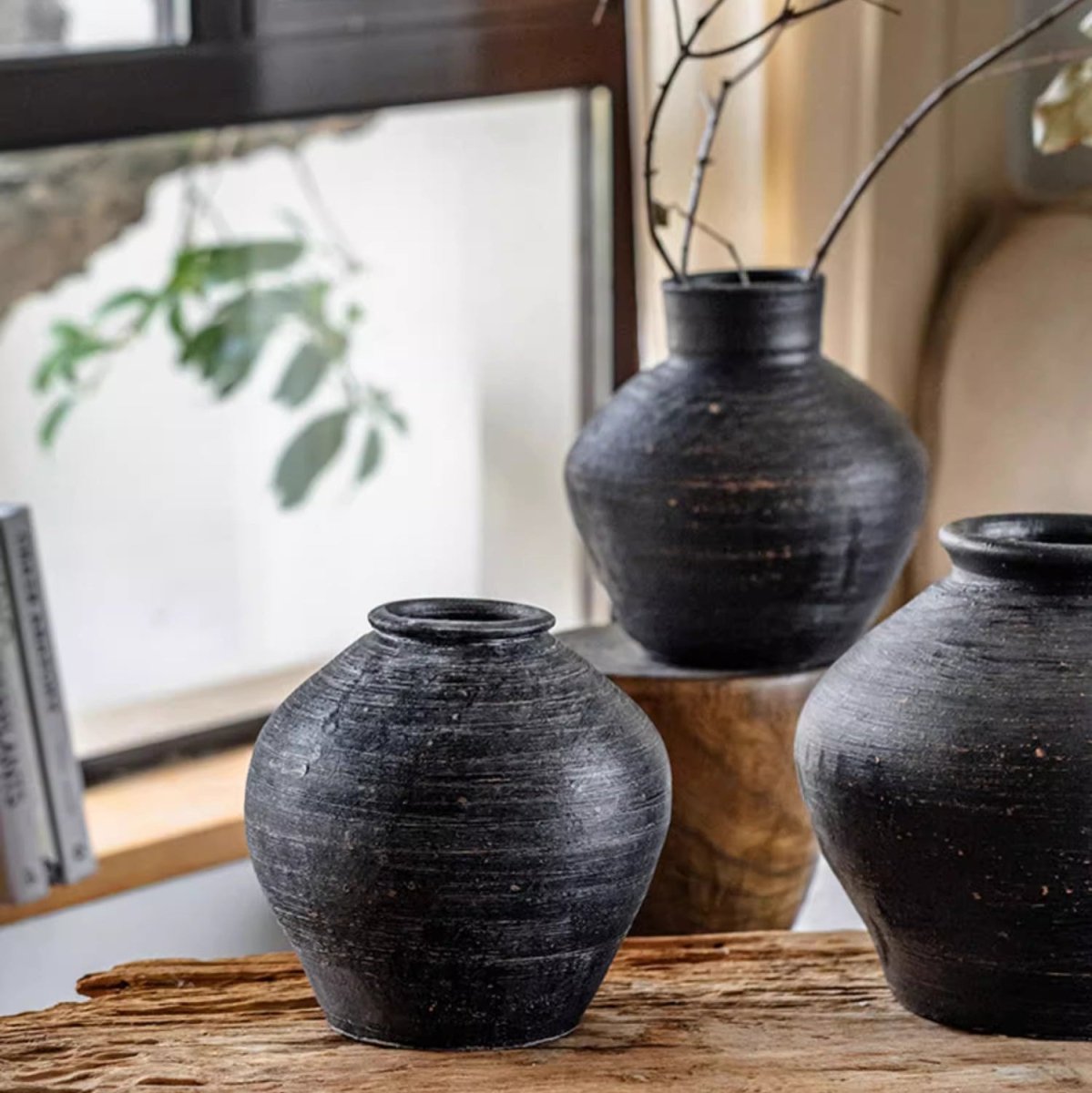 Vintage Wabi-Sabi Style Ceramic Jar - -