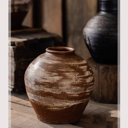 Vintage Wabi-Sabi Style Ceramic Jar - -