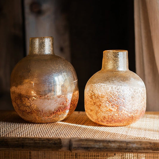 Hand Blown Bubble Glass Bud Vase Amber - - Vases