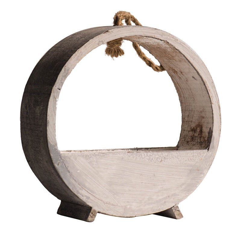 Solid Wood Hanging Planter Round Shape Planter - -
