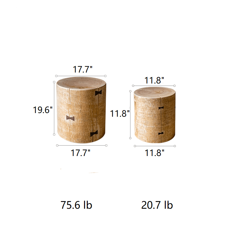 Pine Wood Pedestal Table Side Table - -