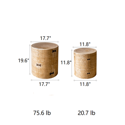 Pine Wood Pedestal Table Side Table - -