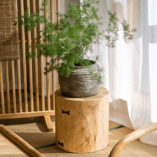 Pine Wood Pedestal Table Side Table - - Table