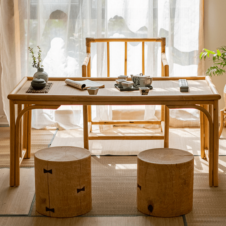 Pine Wood Pedestal Table Side Table - -