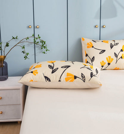 DaDa Bedding Yellow Fleur Floral Bed in a Bag Set - Ivory Botanical - - Bedspreads