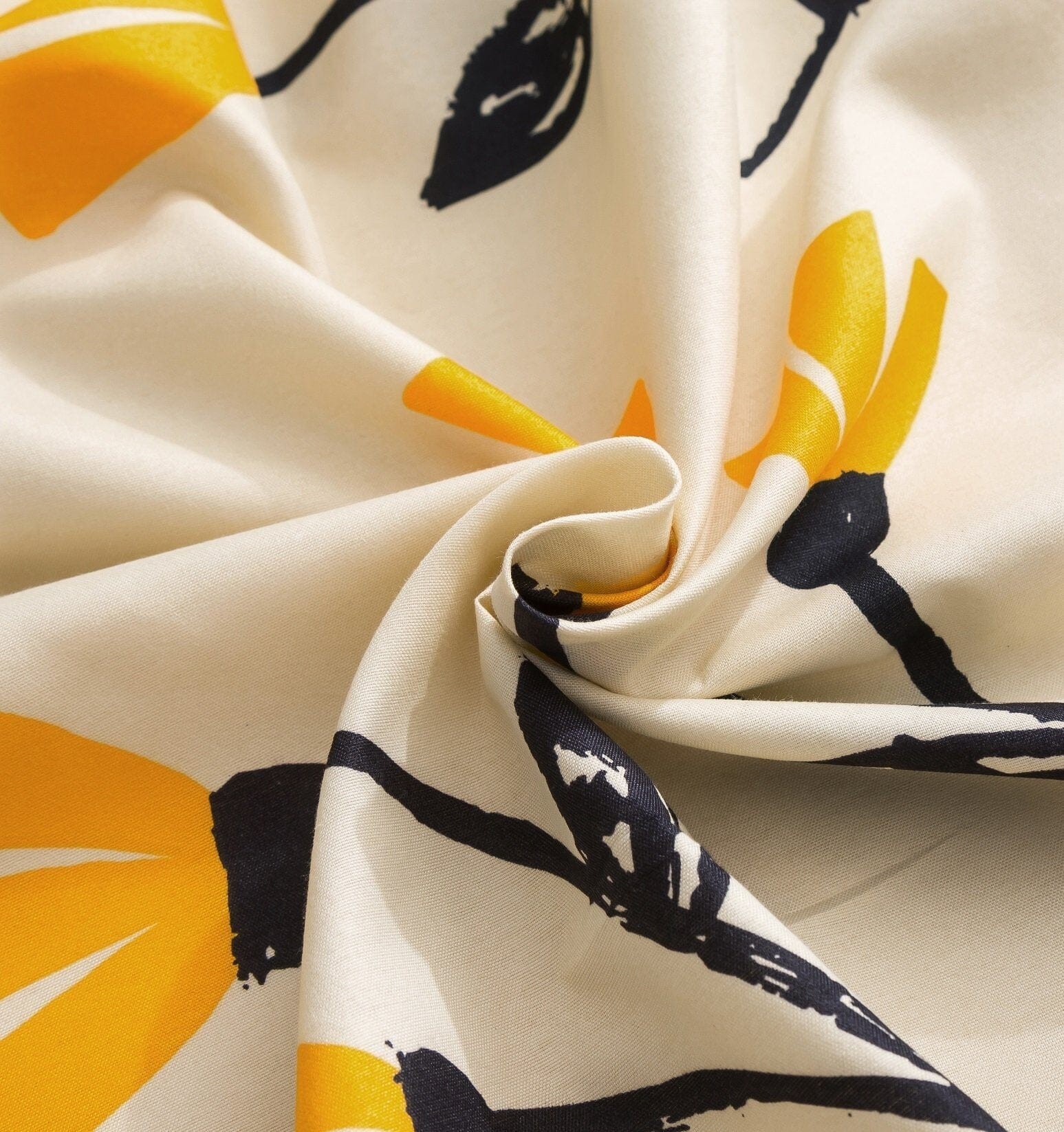 DaDa Bedding Yellow Fleur Golden Orange Floral Ivory Fitted & Flat Bed Sheets Set (18112)- DaDalogy Bedding Collection- {{Product type}}