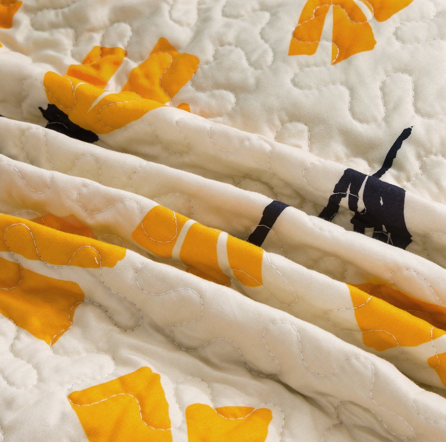 DaDa Bedding Yellow Fleur Floral Golden Orange Ivory Cream Scalloped Bedspread Set (18112)- DaDalogy Bedding Collection- {{Product type}}