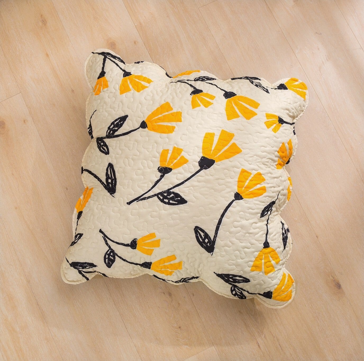 DaDa Bedding Yellow Fleur Floral Bed in a Bag Set - Ivory Botanical - - Bedspreads