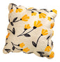 DaDa Bedding Yellow Fleur Floral Golden Orange Ivory Cream Scalloped Euro Pillow Sham Cover, 26" x 26" (18112) - - Throw Pillow Covers