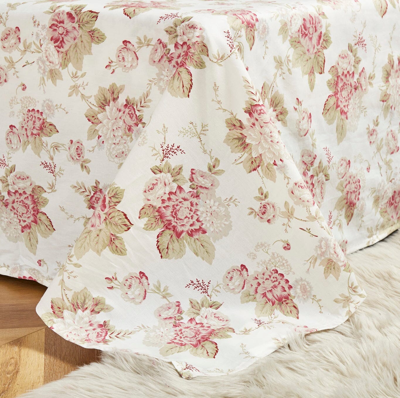DaDa Bedding Hint of Mint Floral Cotton Flat Sheet Set - - Sheet Sets